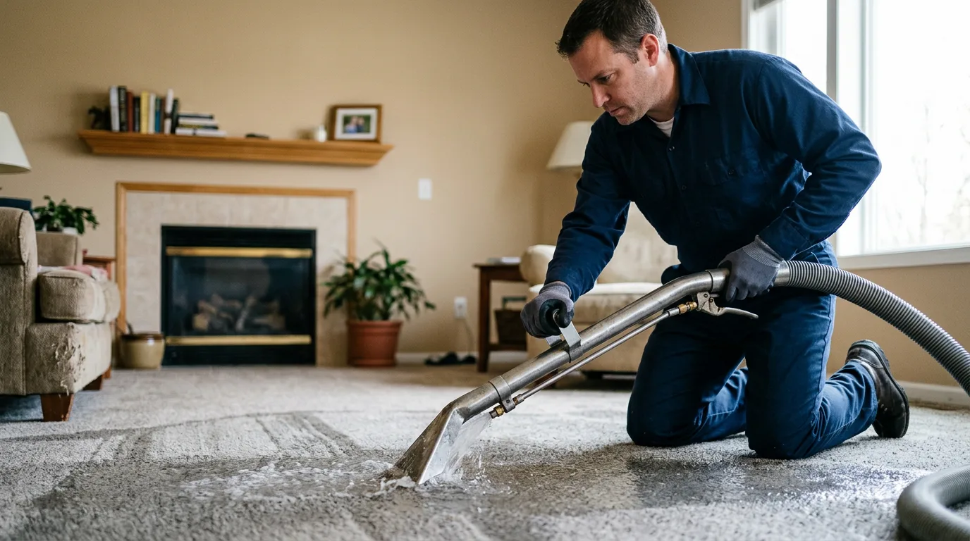 Water damage restoration technician working near Lebanon, IN